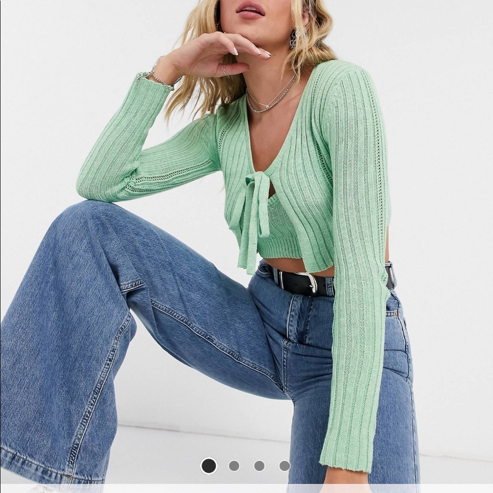 Knit Tie Cardigan & Tank Top